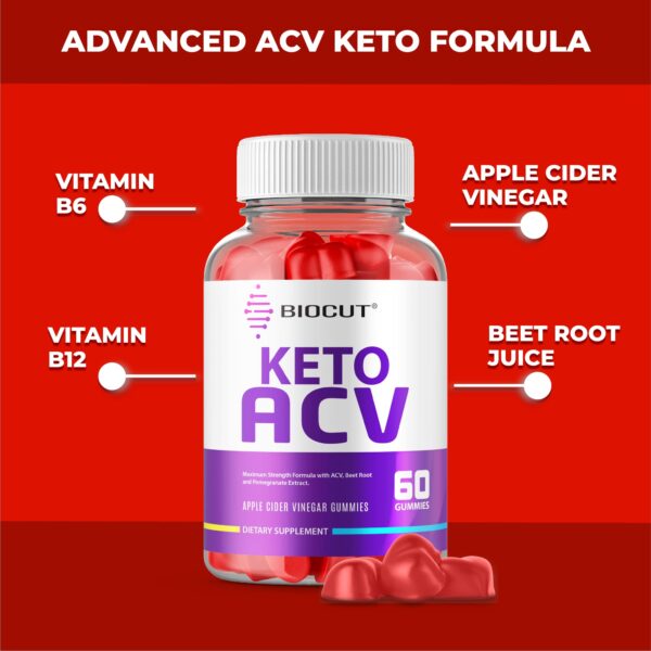 Etiqueta frontal de Keto Biocut gomitas avanzadas con ACV
