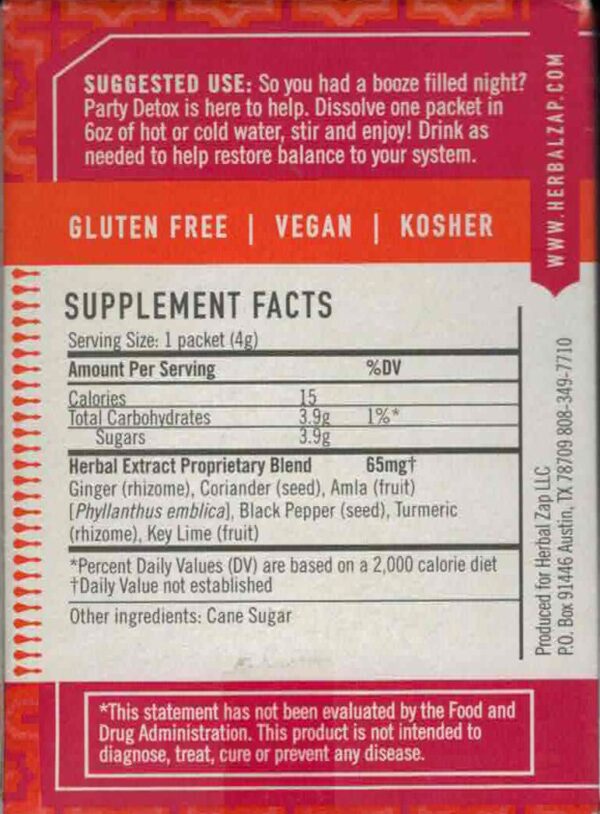 Caja Herbal Zap Party Detox bebida herbal para limpieza