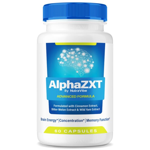 Frasco de Alpha ZXT suplemento para enfoque y memoria 60 cápsulas
