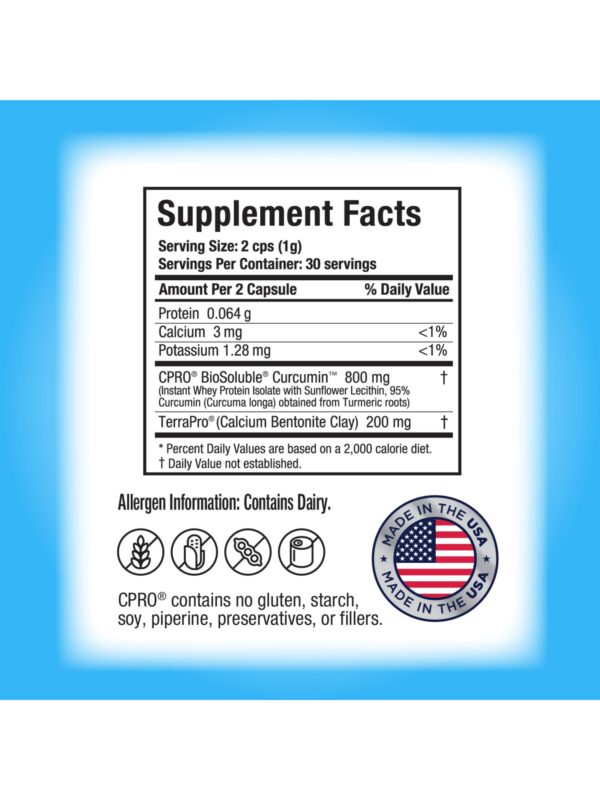 Detalle cápsulas Detox curcuminpro con arcilla natural y cúrcuma