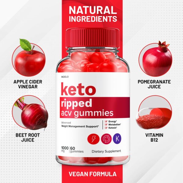 Empaque trasero de Keto Ripped ACV gomitas suplemento