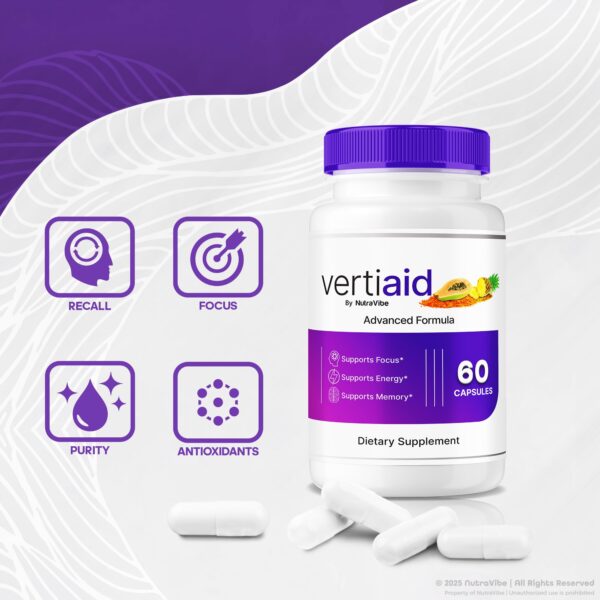 Suplemento VertiAid en cápsulas naturales para energía y enfoque