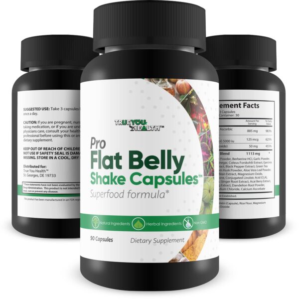 Etiqueta de información nutricional Pro Flat Belly Shake cápsulas