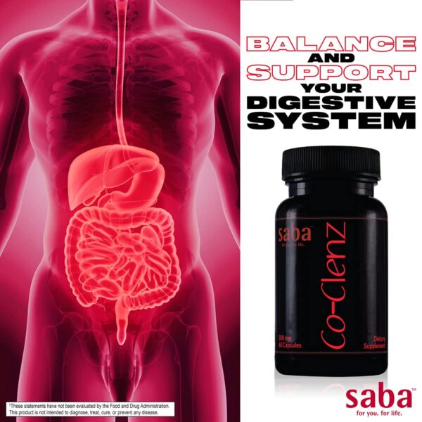 Paquete suplemento Saba Co-Clenz limpieza natural colon