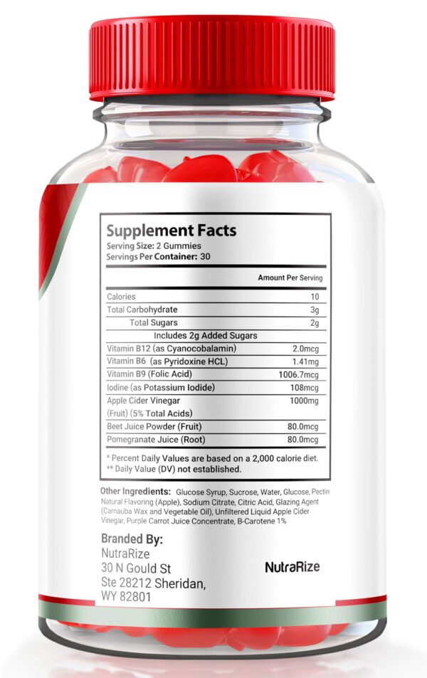 detalle gomitas sabor vinagre sidra 1000mg