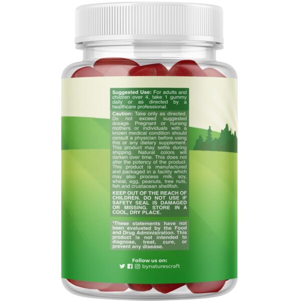 Vista lateral de botellas de gomitas probióticas para niños