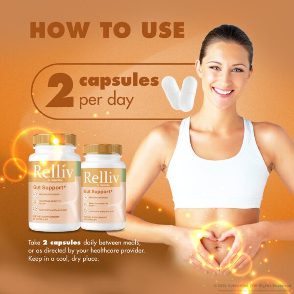 NutraVibe Relliv cápsulas para apoyo digestivo diario