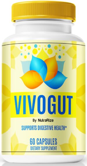Frasco NutraRize VivoGut cápsulas para salud intestinal y bienestar