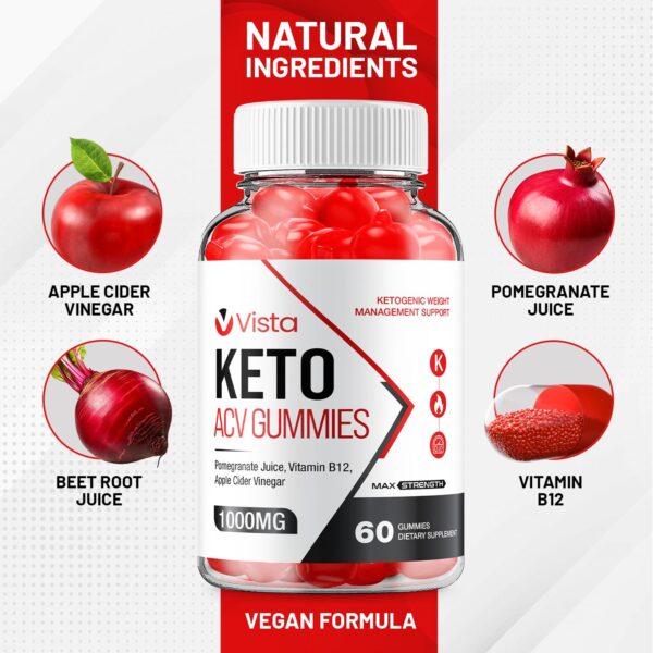 Vista lateral gomitas Vista Keto ACV para mujeres y hombres