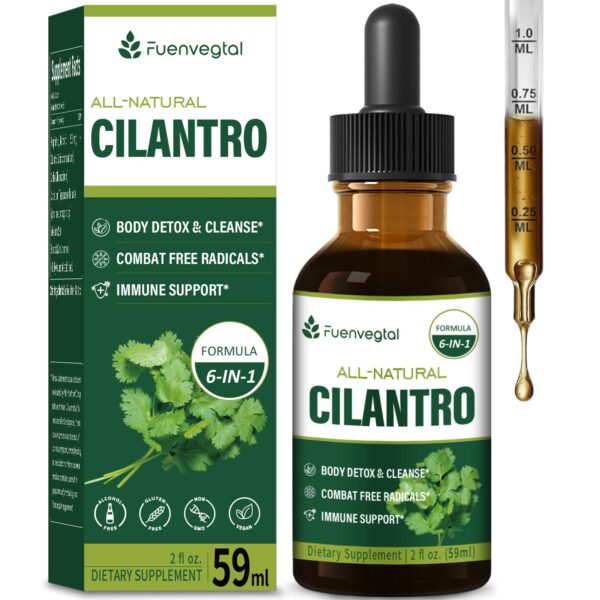 Fuenvegtal gotas de cilantro detox limpieza corporal 2oz botella