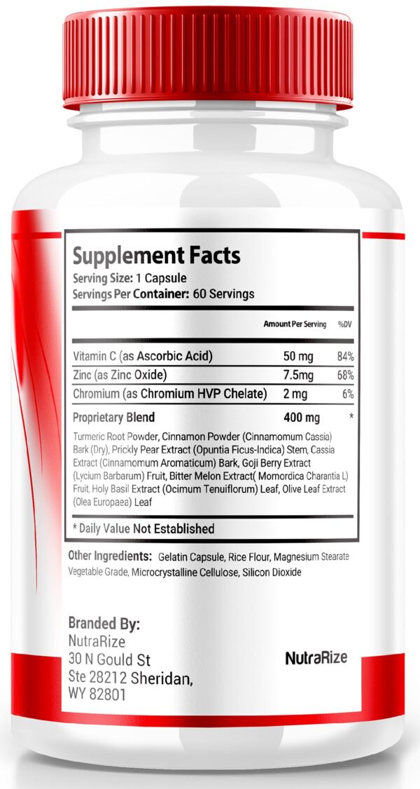 Suplemento GlucoLite NutraRize 180 cápsulas fórmula natural