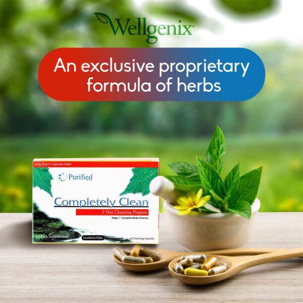 Vista lateral caja Omni Completely Clean Detox para 7 días