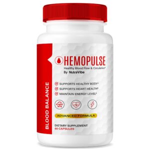 Frascos de NutraVibe HemoPulse cápsulas para energía y circulación