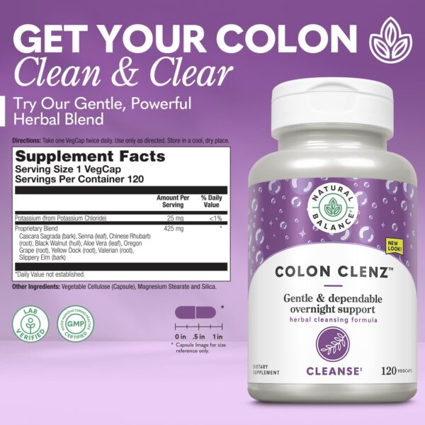 Detalle de cápsulas Natural Balance Colon Clenz para detox