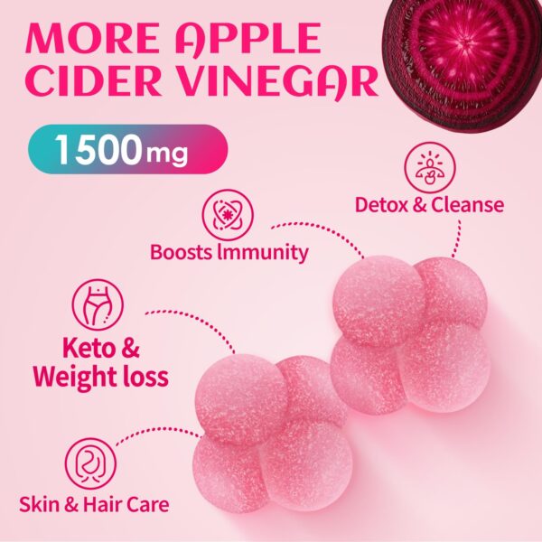 Contenido gomitas vinagre sidra Keto ACV FUJI ORCHARD 60 unidades