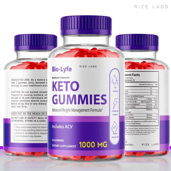 Gomitas BioLyfe Keto ACV en frasco transparente