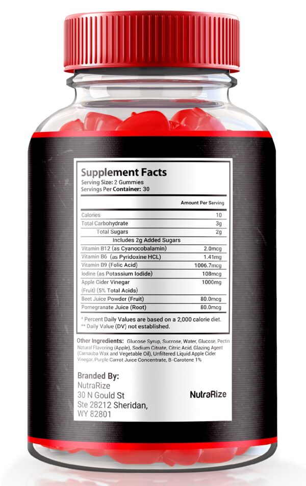Suplemento gomitas naturales B3 ACV nutricionales NutraRize
