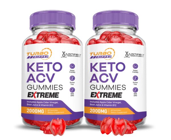 Turbo Ripped Keto ACV Gummies paquete de 2 frascos