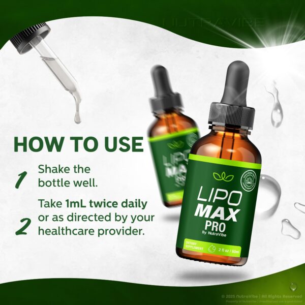 Frasco con fórmula líquida Lipo Max Pro en paquete 5