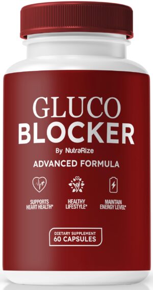 Version 1.0.0 Botella NutraRize Gluco Blocker cápsulas salud y detox