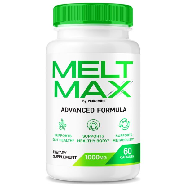 Version 1.0.0 NutraVibe Melt Max cápsulas frasco con 60 cápsulas para energía y equilibrio