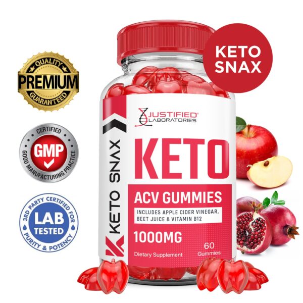 Paquete gomitas Keto Snax con ACV y ingredientes naturales