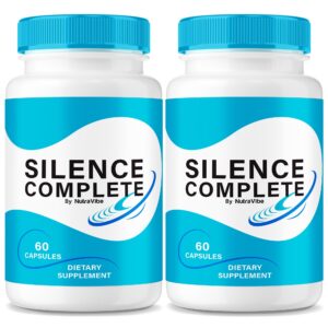 Frasco de cápsulas Silence Complete para salud auditiva