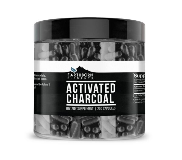 Earthborn Elements cápsulas carbón activado 200 unidades envase frontal