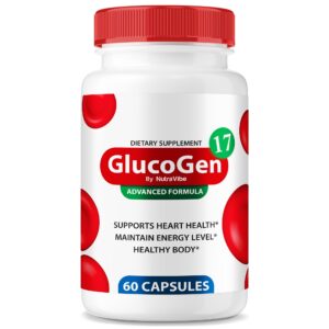 Frasco de GlucoGen17 NutraVibe de 60 cápsulas