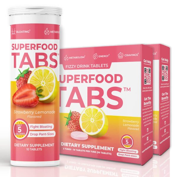 Superfood Tabs bebida detox sabor limonada con fresa 60 tabletas