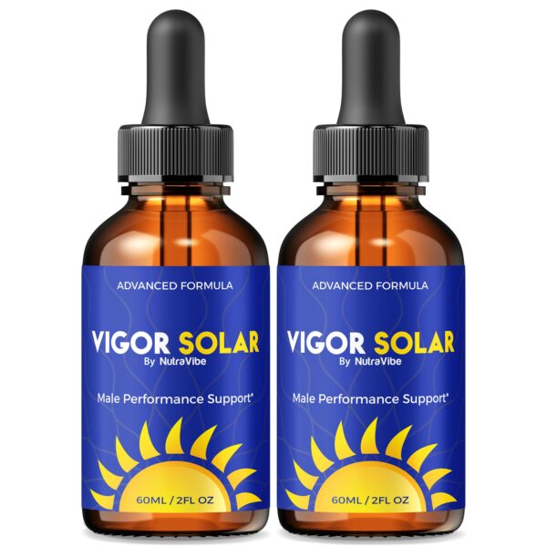 Botellas de gotas NutraVibe Vigor Solar para energía y resistencia