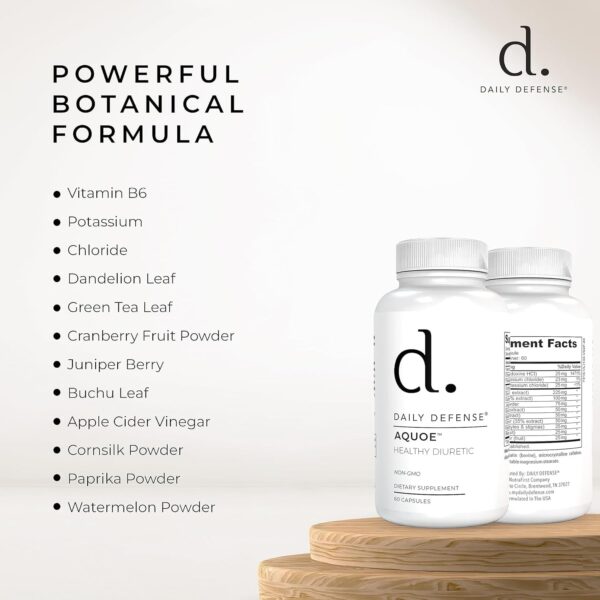 Caja del producto pastillas diuréticas AQUOE 60 cápsulas