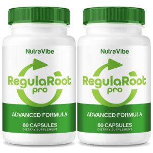 Frasco de RegulaRoot Pro soporte digestivo con cápsulas naturales NutraVibe