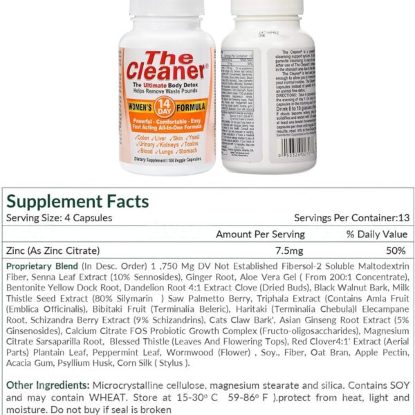 The Cleaner limpieza sistema mujeres cápsulas detox