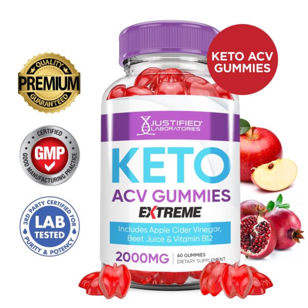 Etiqueta frontal gomitas Keto ACV marca Justified Laboratories