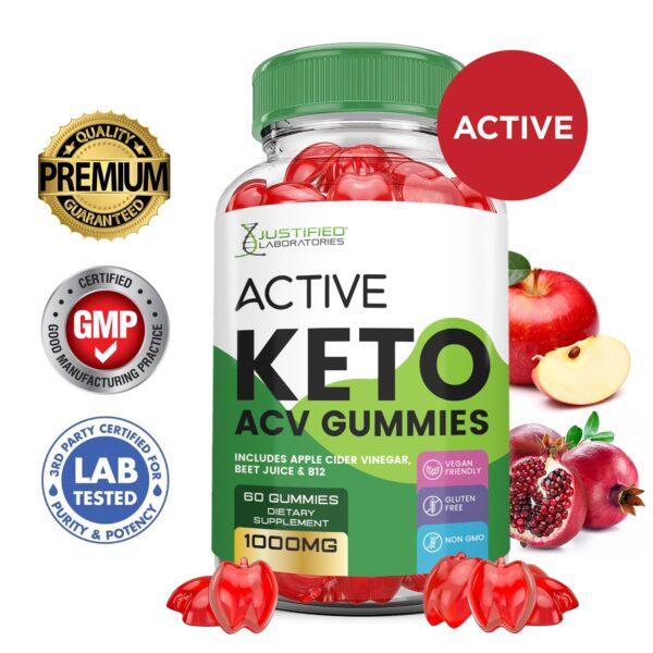 Paquete frontal gomitas Active Keto ACV fórmula avanzada 600 gomitas