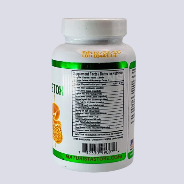 Suplemento Elite Natural Detox Total vista lateral