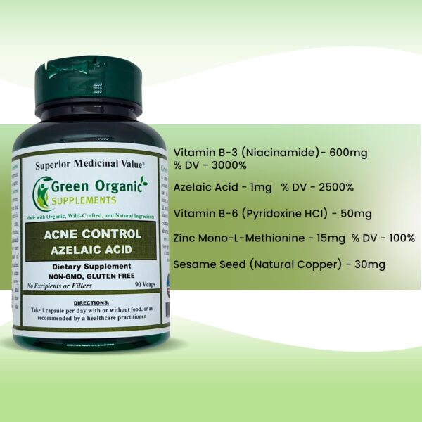 Suplemento para acné sin OMG con ácido azelaico Green Organic