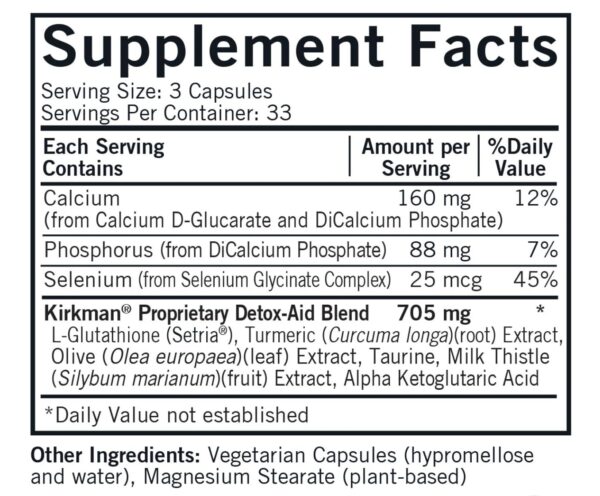 Detox-Aid Kirkman fórmula avanzada cápsulas hipoalergénicas