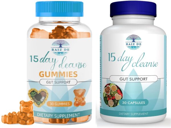 Raiz DE detox cápsulas gomitas frente