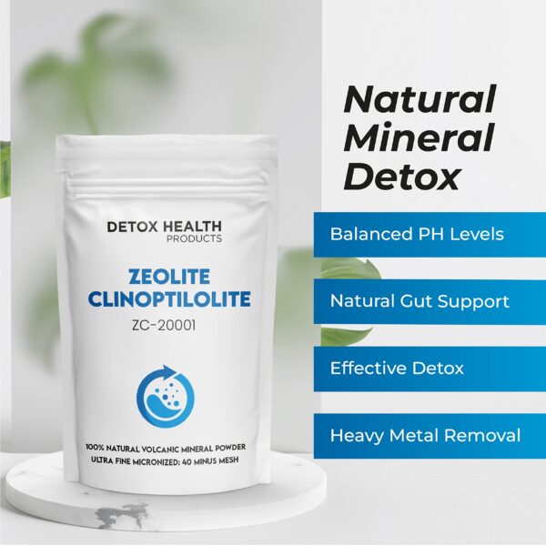 Etiqueta y frasco Zeolita Clinoptilolite