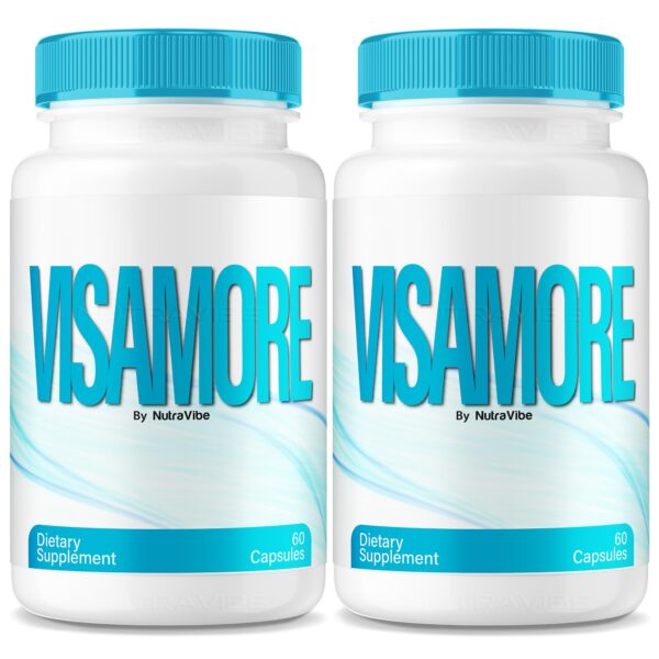 Frasco NutraVibe Visamore cápsulas frente
