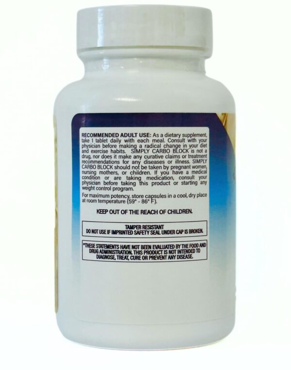 Vista trasera Simply Carbo Block con información nutricional