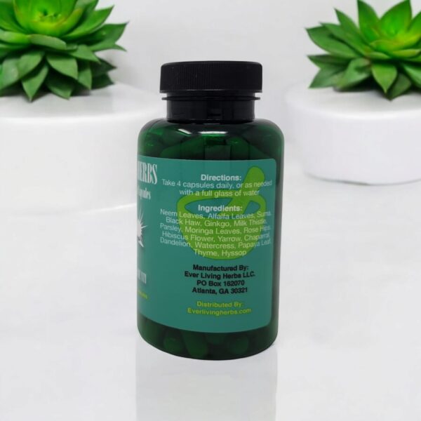 Caja lateral Ever Living Herbs Detox con información