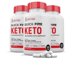 Paquete de píldoras Quick Fire Keto ACV mostrando las cápsulas
