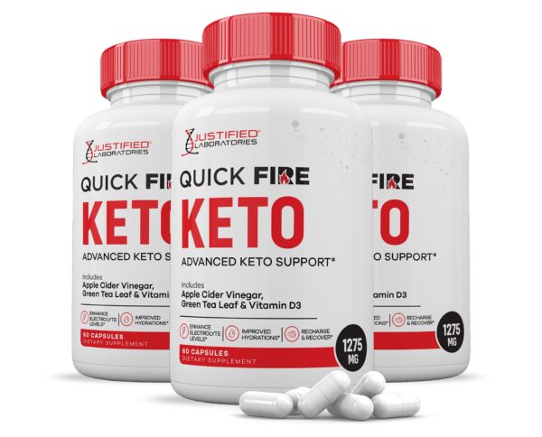 Paquete de píldoras Quick Fire Keto ACV mostrando las cápsulas