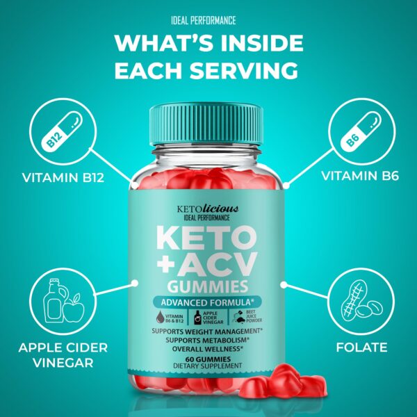 Vista posterior gomitas Keto ACV Ketolicious 60 unidades