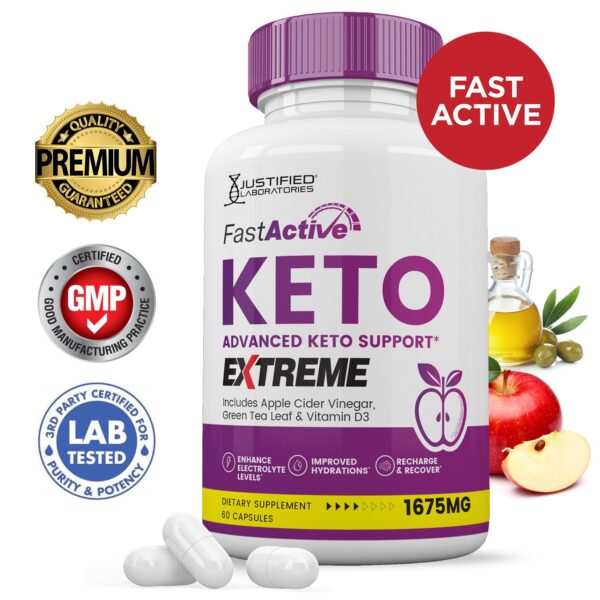 Frasco Fast Active Keto ACV Extreme hierro 60 cápsulas visión frontal