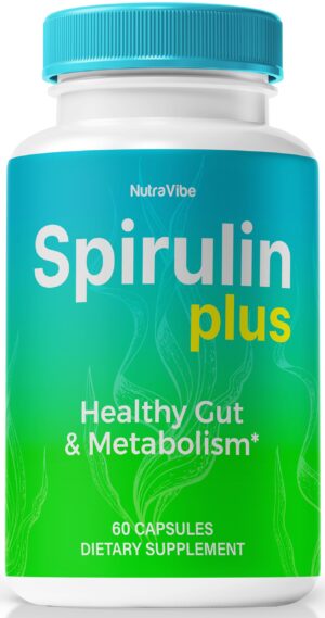 Frasco de cápsulas Spirulin Plus para apoyo saludable natural