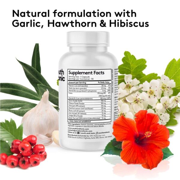 vista lateral empaque suplemento diurético Youth & Tonic 60 cps